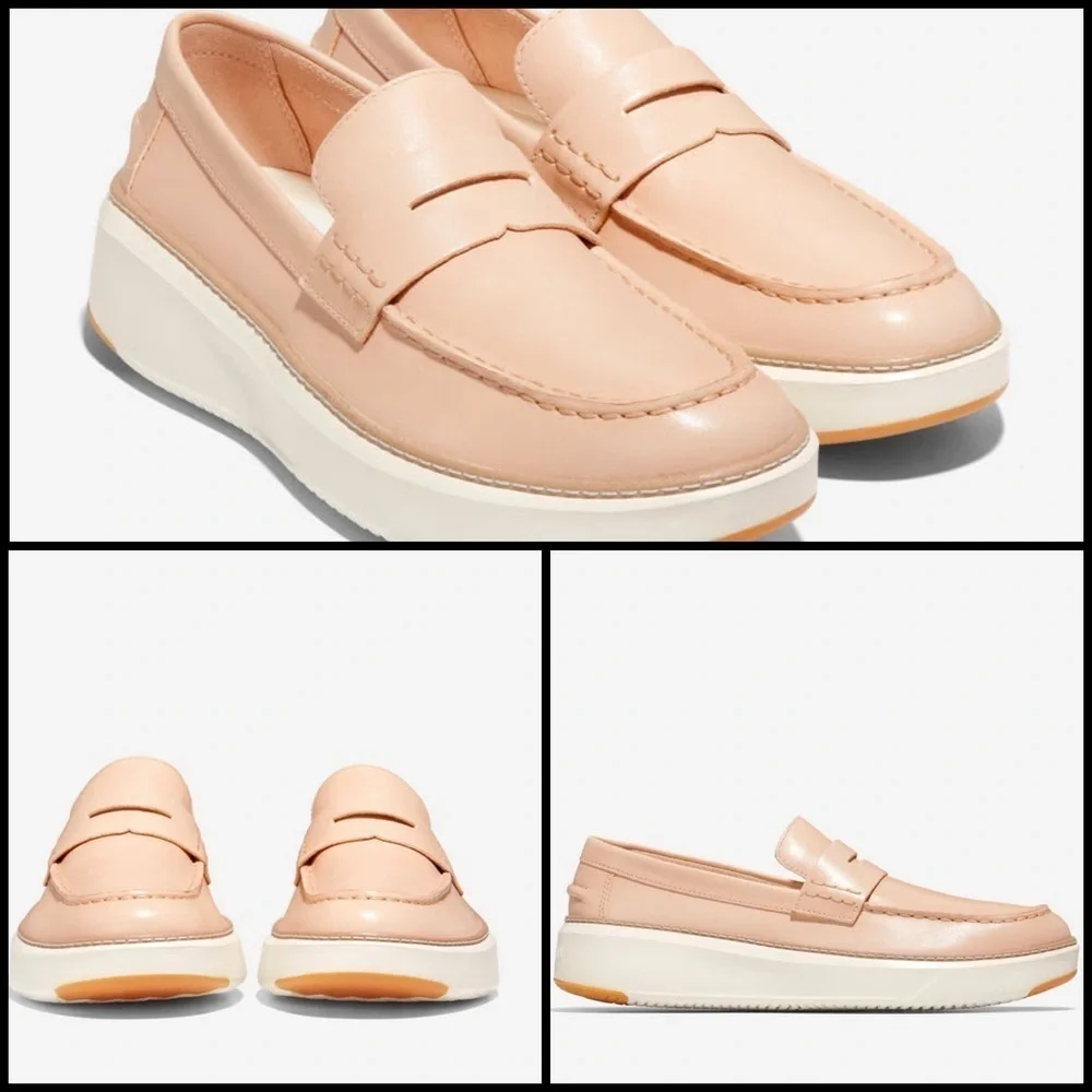 Cole Haan GrandPrø Topspin Vachetta Leather Barley Beige Ivory Penny Loafer 7M